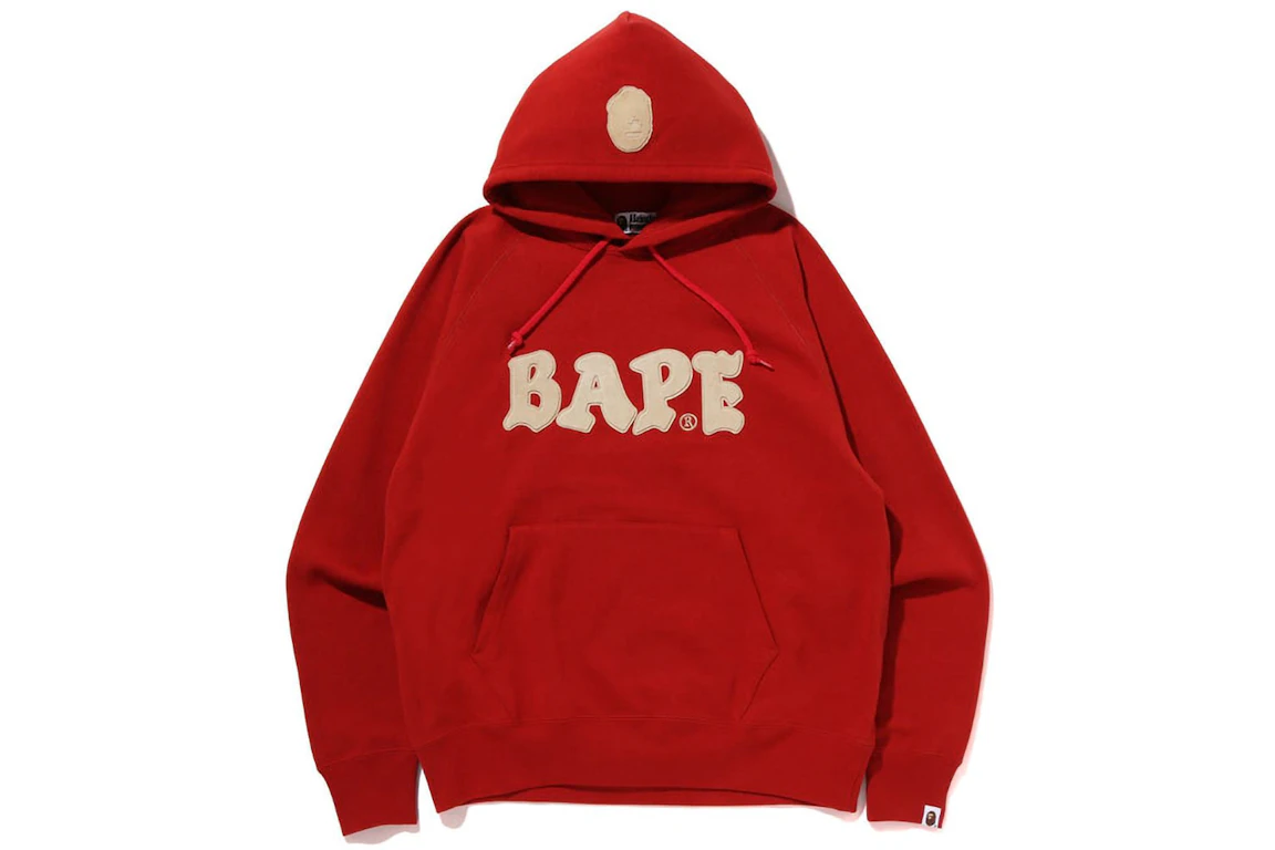 BAPE Logo Relaxed Fit Pullover Hoodie (FW22) Red