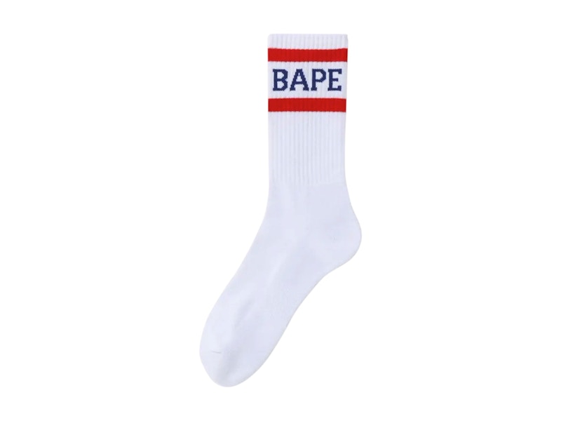 BAPE Logo Socken Weiß/Rot
