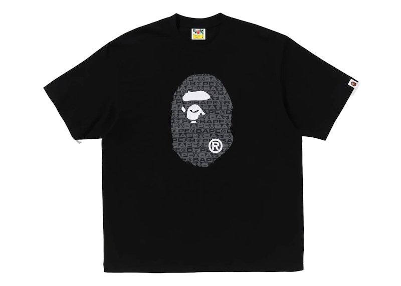 Pre-owned Bape Men's  Lux Sport Pattern Ape Head Relaxed Fit Tee Shirt In Black