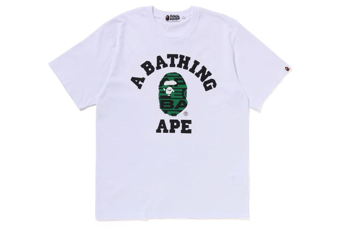 Pre-owned Bape Lux Sport Pattern College Tee White