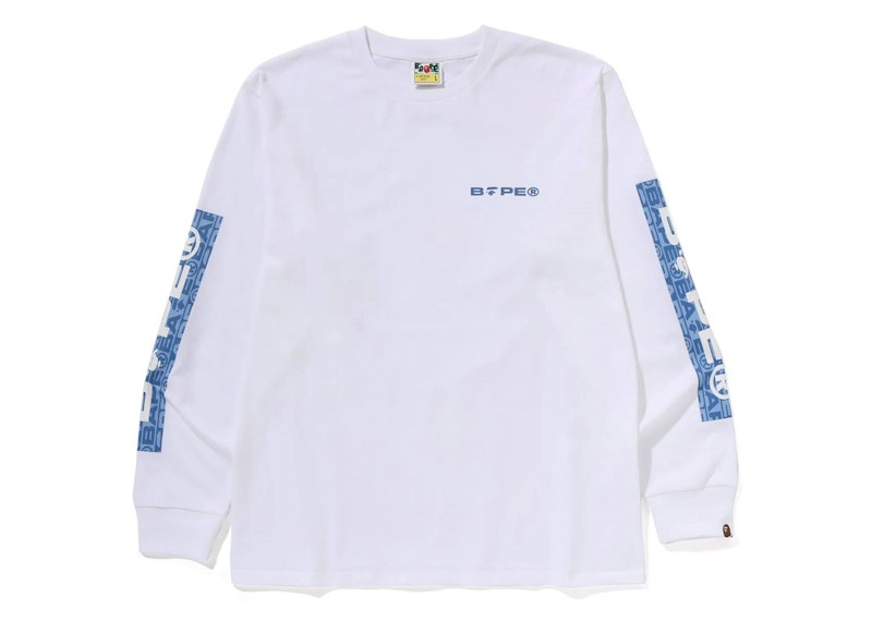 BAPE Lux Sport Pattern Logo L/S Tee White