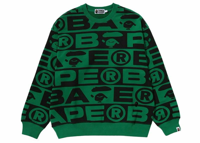 BAPE Lux Sport Pattern Oversized Crewneck Green
