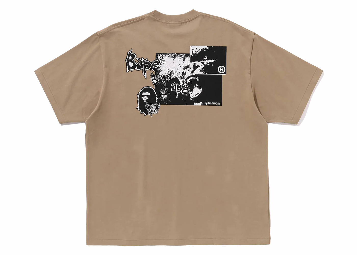 BAPE Mad Ape Graphic Logo Relaxed Fit Tee Beige