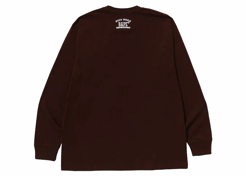 BAPE Mad Face College Long Sleeve Tee Brown Men's - SS24 - US