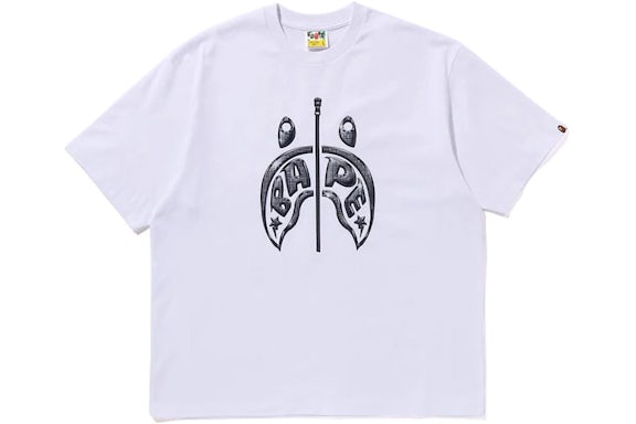 BAPE Mad Shark Maglietta Relaxed Fit Stampa Fotografica Bianco