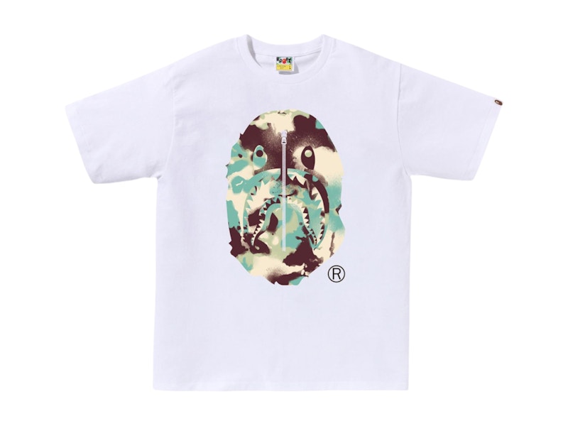 BAPE Map Camo Ape Head Shark Tee White/Multicolor Men's