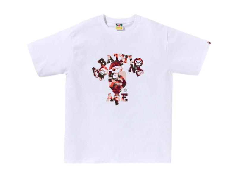 NEW【A BATHING APE】MAP CAMO COLLEGE MILO TEE BAPE Map Camo College Milo Tee White/Multicolor Men's - SS25