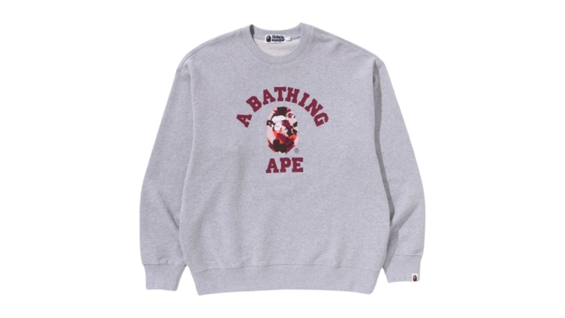 スウェット・トレーナー A BATHING APE MAP CAMO COLLEGE RELAX FIT CREWNECK SWEATSHIRT BAPE Map Camo College Relax Fit Crewneck Sweatshirt Gray