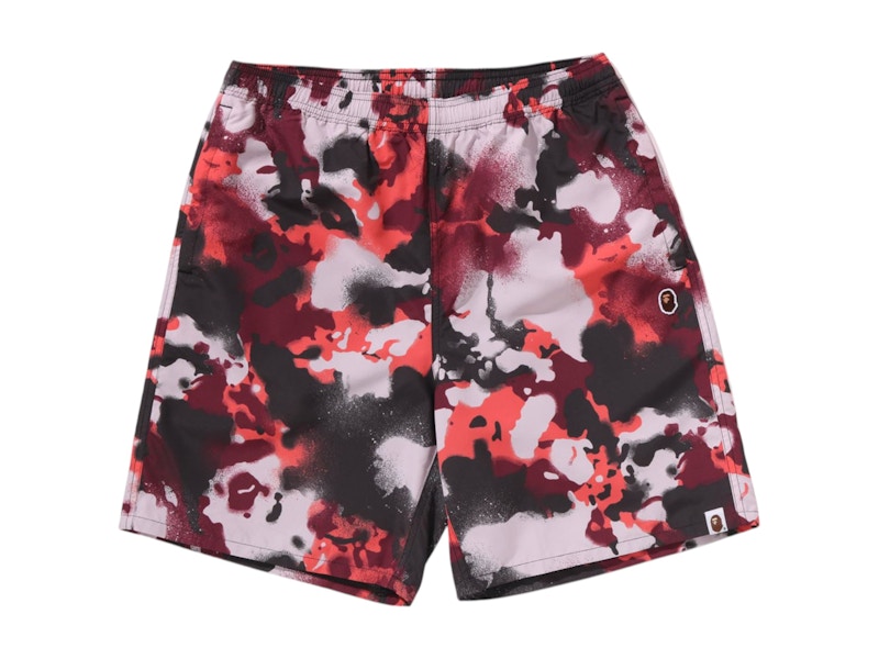 BAPE Map Mimetico Regular Fit Pantaloncini da Spiaggia Rosso