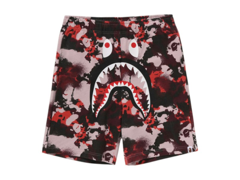 BAPE Mapa Camuflaje Regular Fit Shark Sweat Shorts Rojo