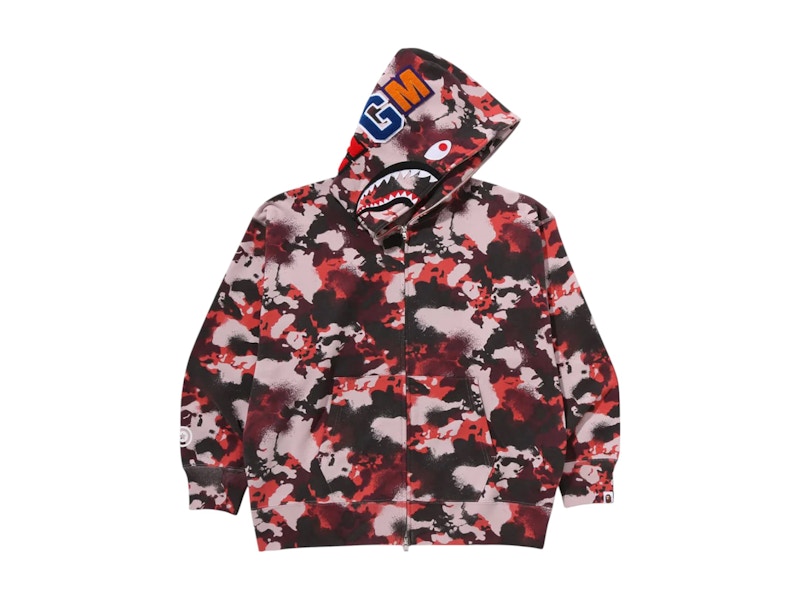 BAPE x Neighborhood Split Camo Shark Full Zip Hoodie Black