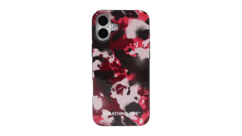 Pre-owned Bape Map Camo Iphone 16 Plus Case In Red