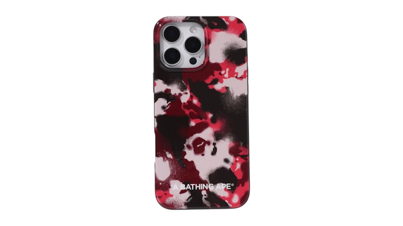 Pre-owned Bape Map Camo Iphone 16 Pro Max Case In Red