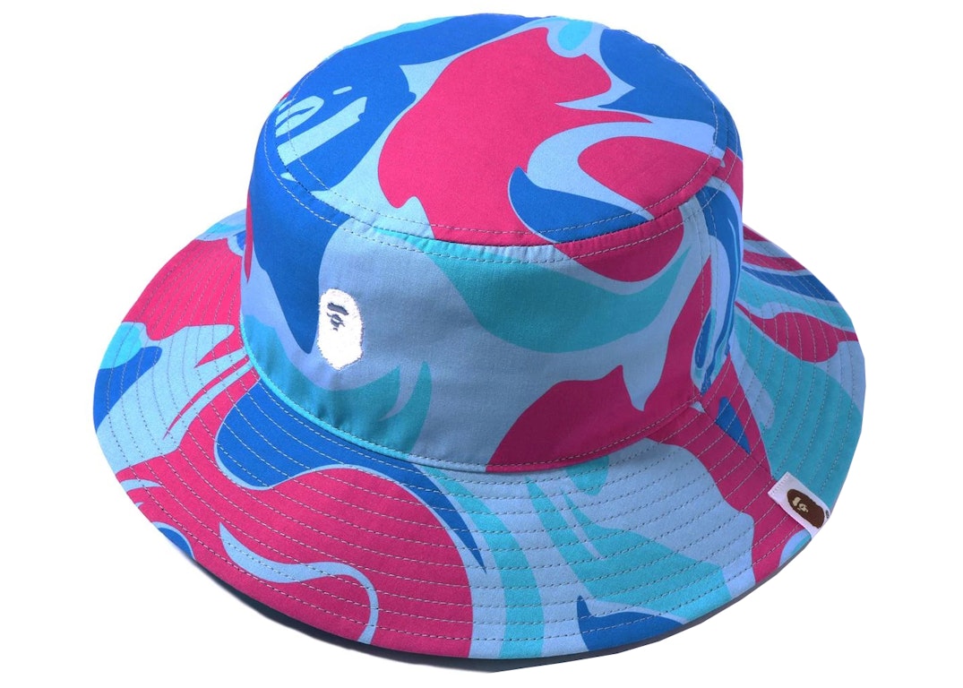 Pre-owned Bape Marble Camo Bucket Hat Blue