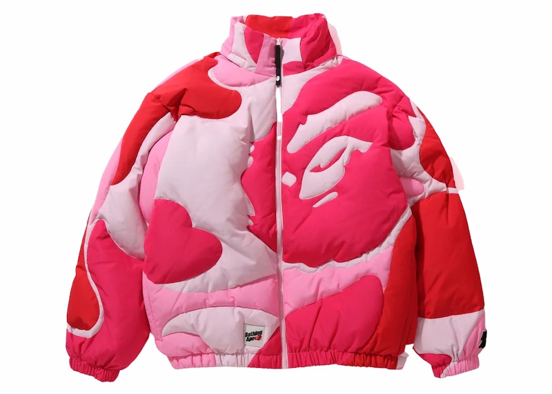 BAPE Mega ABC Camo Detachable Hoodie Puffer Down Jacket Pink Men s