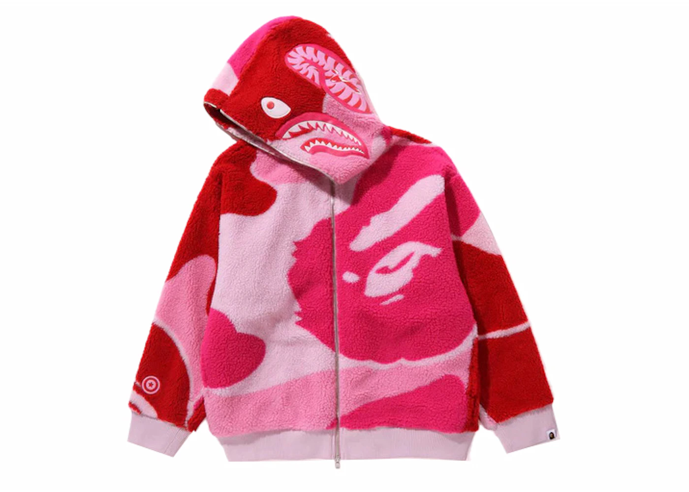 BAPE Mega ABC Camo Shark Boa Hoodie Jacket Pink Men's - SS24 - US