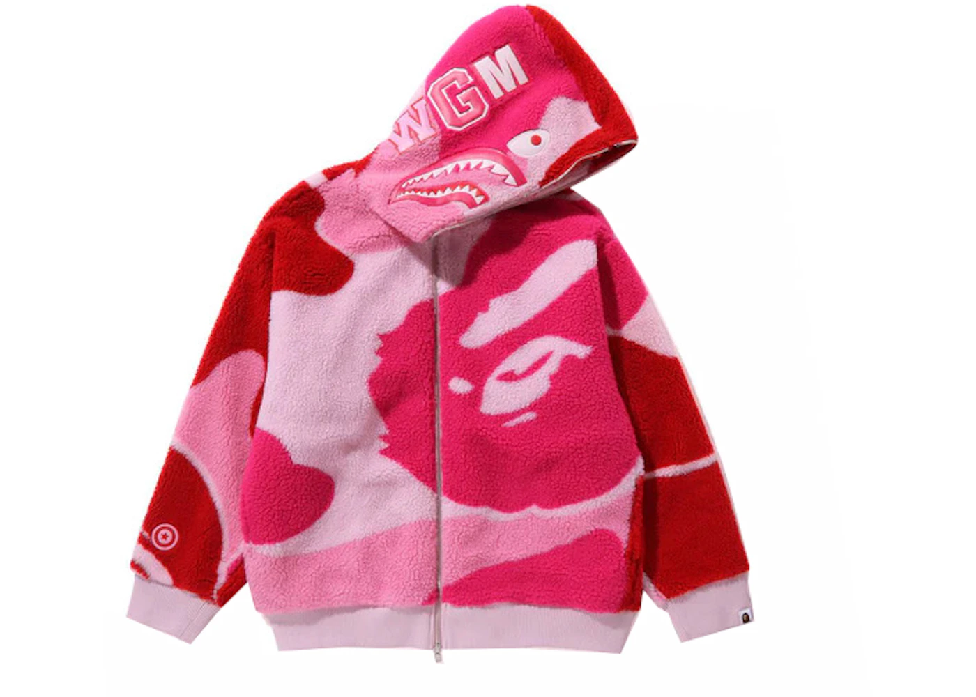 BAPE Mega ABC Camo Shark Boa Hoodie Jacket Pink Men's SS24 US