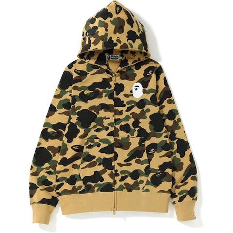 Pre-owned Bape Men 1st Camo Full Zip Hoodie In Yellow