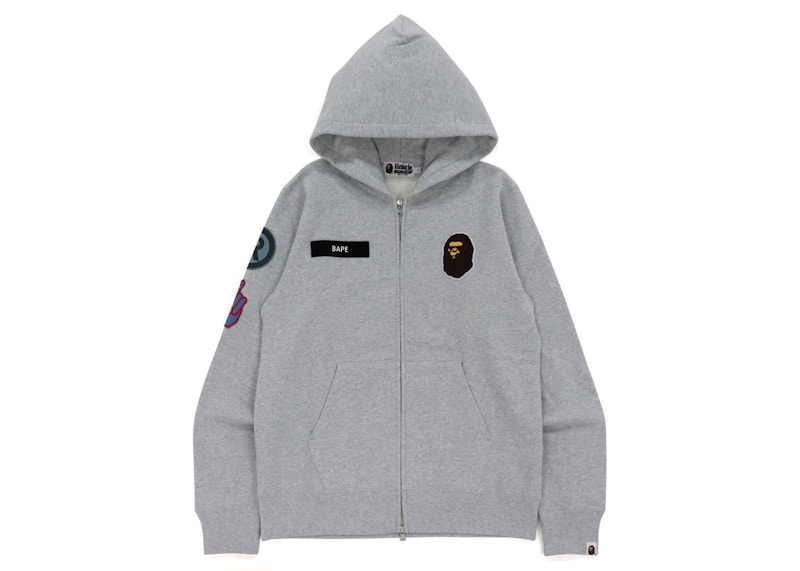 BAPE Military Patch Heavy Weight Zip Hoodie Gray Men's - FW21 - US