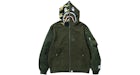 BAPE Military Shark Sweat à capuche zippé à fermeture éclair intégrale Olivedrab