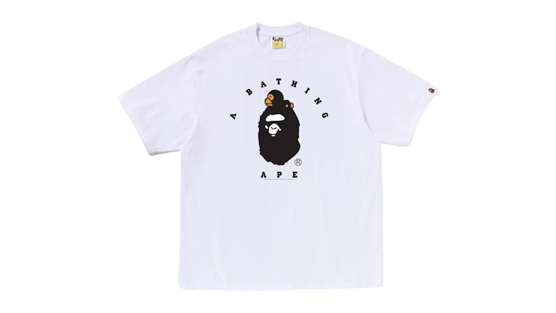 Pre-owned Bape Men's Milo College Relaxed Fit Ii Tee Shirt In White