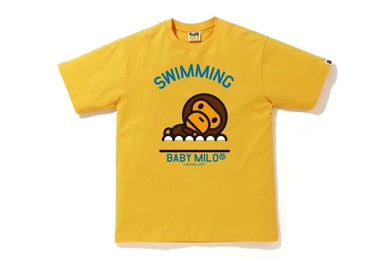 Pre-owned Bape Men's Milo Swimming Sports Tee Shirt In Yellow