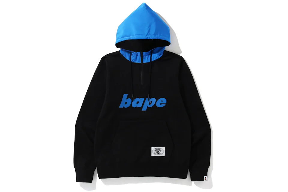 BAPE Mix Material Half Zip Pullover Hoodie Black Herren - FW19 – DE