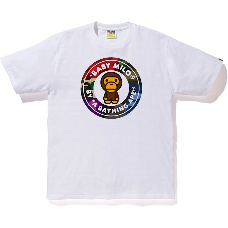 BAPE Mixed Camo Milo Busy Works Tee White