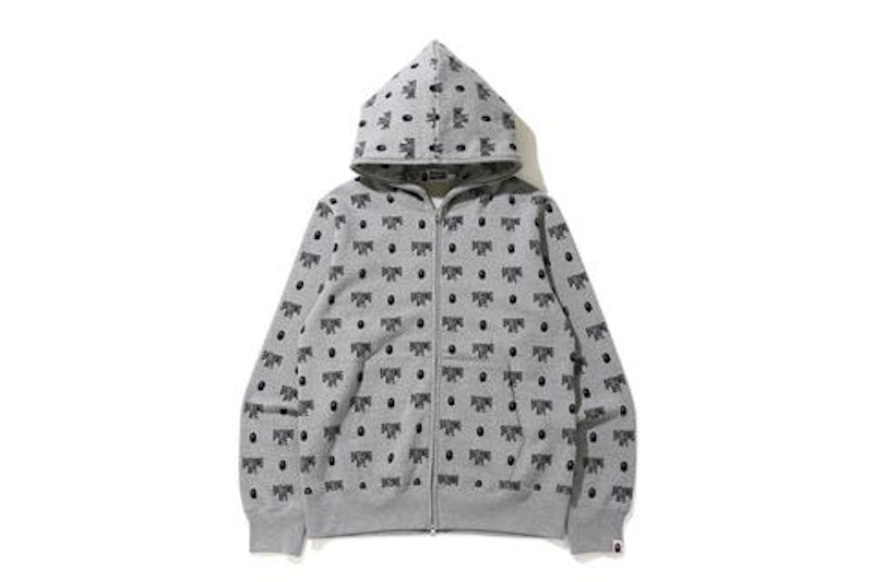 BAPE Monogram Full Zip Hoodie Gray Men s FW20 US