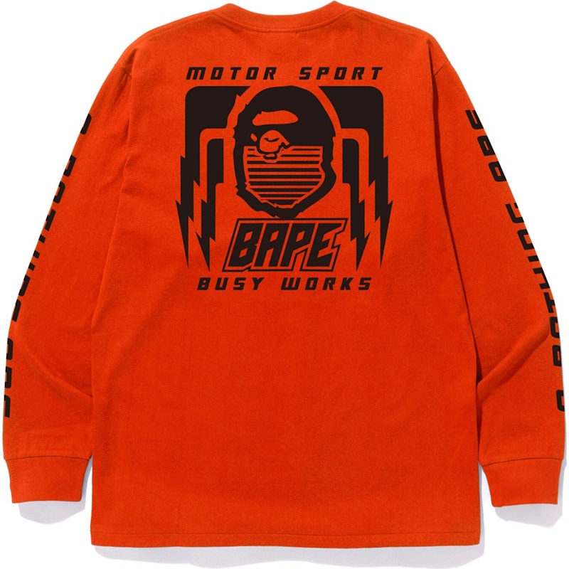 BAPE Motor Sport L/S Tee Orange Men's - FW19 - US