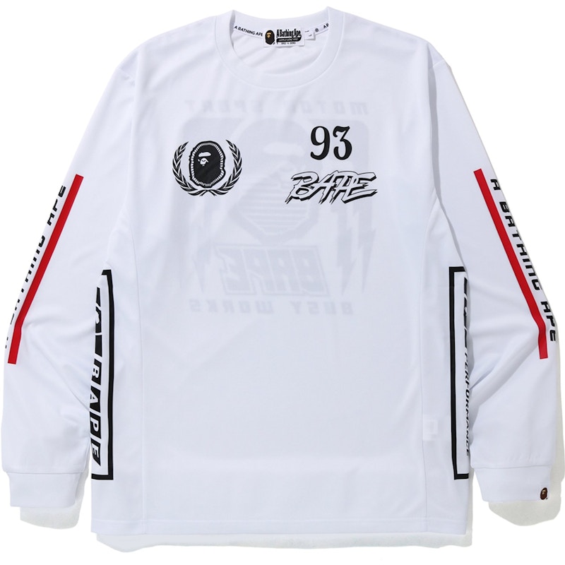 BAPE Motor Sport L/S Tee White Men's - FW19 - US