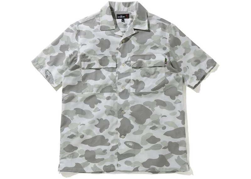 BAPE Marble Camo Open Collar S/S Shirt Blue