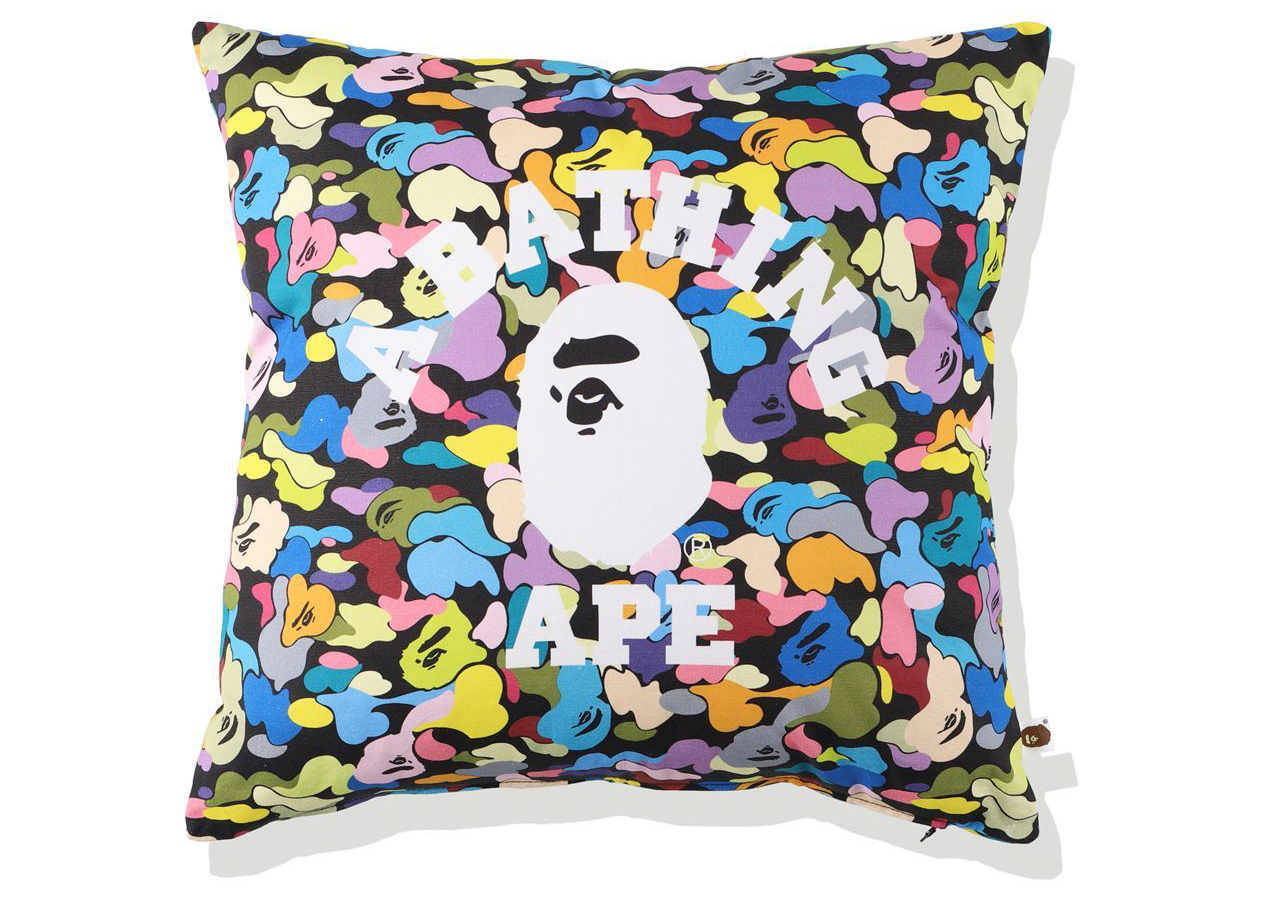 BAPE Multi Camo College Square Cushion Black