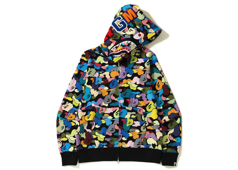 BAPE Multi Camo Shark Full Zip Hoodie (SS23) Black - SS23 - US