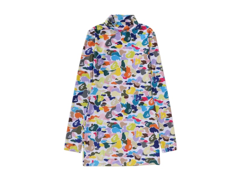 Pre-owned Bape Women's Camo Turtle Neck Onepiece In White