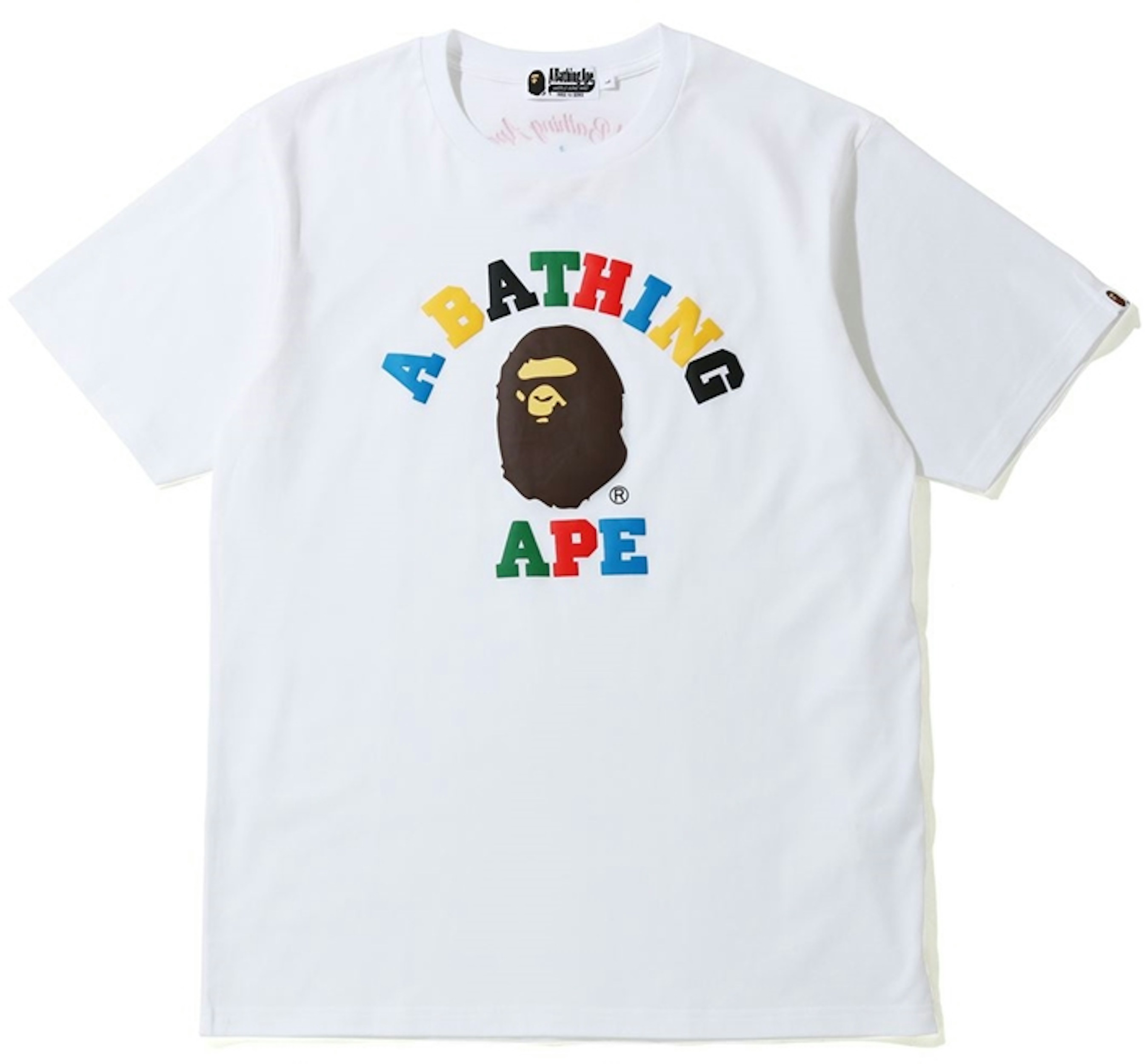 BAPE Multi Color Letters College Tee White - SS20