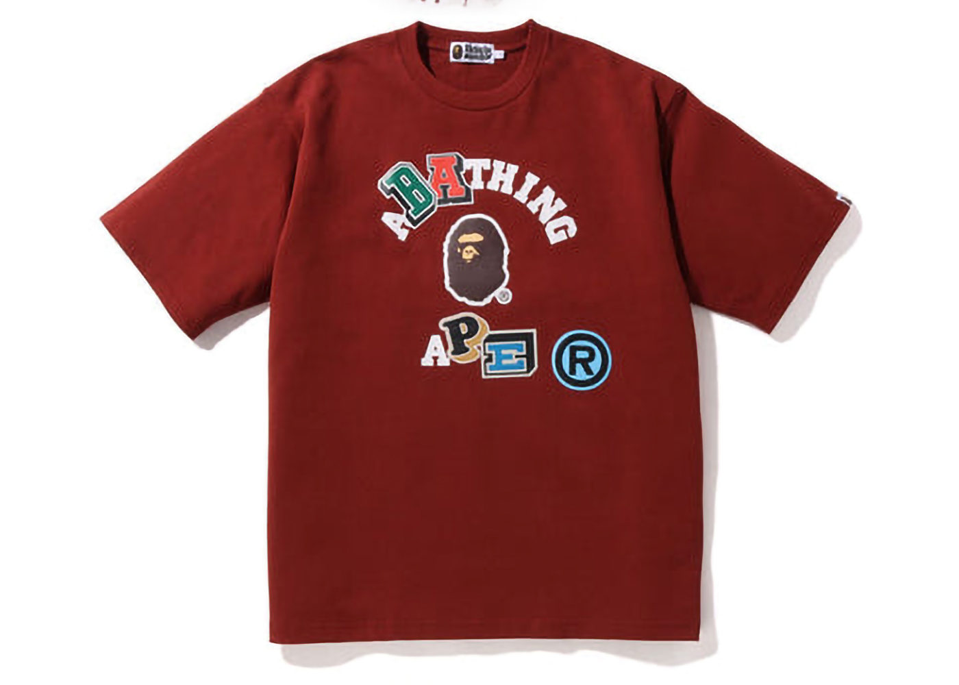 BAPE Multi Fonts Relaxed Fit Collage Heavy Weight Tee Burgundy 