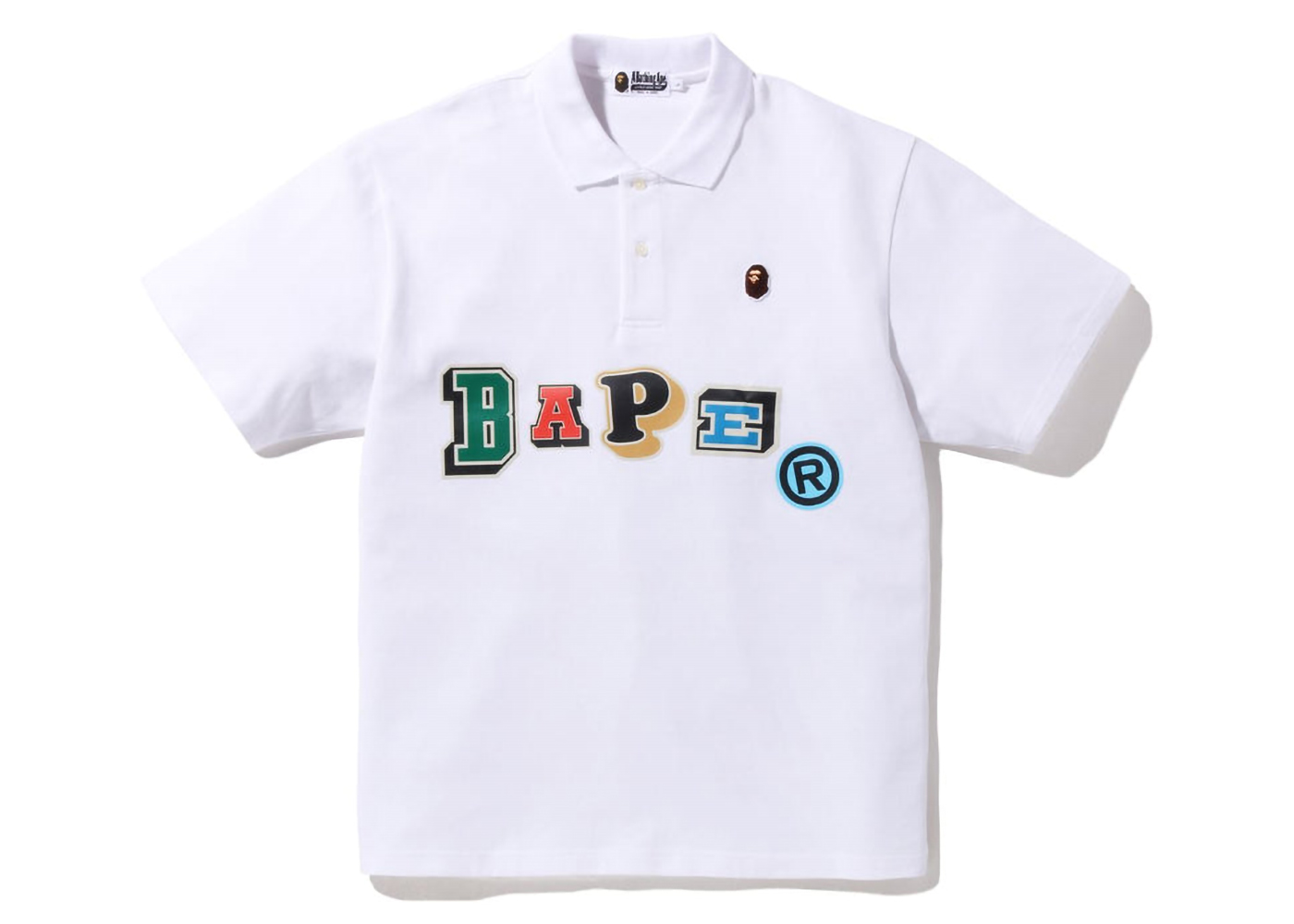 BAPE Multi Fonts Relaxed Fit Polo White Men s SS22 US