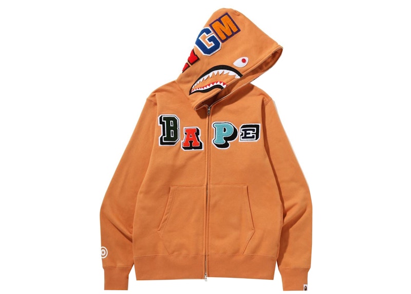 Orange bape 2025 shark hoodie