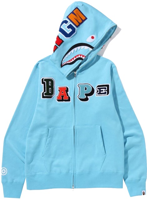 BAPE Shark Full Zip Hoodie Keychain Blue for Women