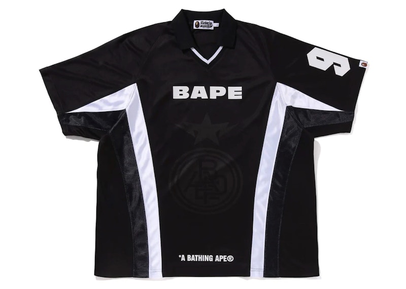 BAPE Multi Logo Relaxed Fit Soccer Jersey Black SS24 US