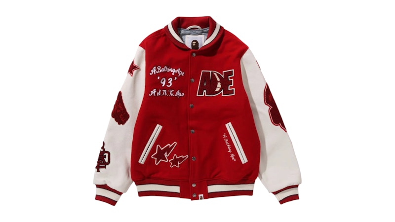BAPE Multi Motif Varsity Jacket Red
