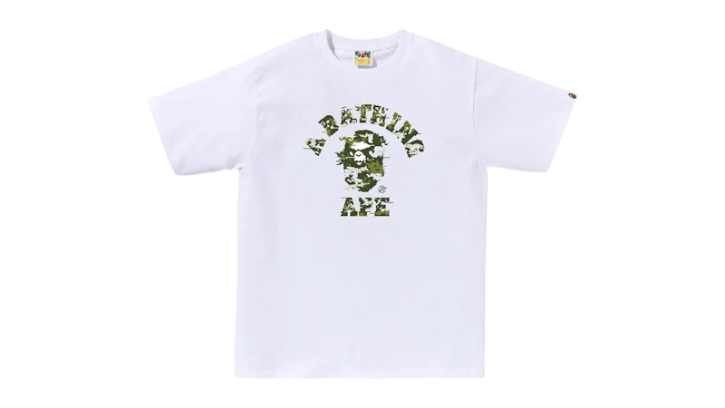 BAPE Multi Pixel Camo College Tee White/Black Men's - FW25 - US