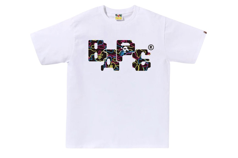 BAPE Neon Camo 8Bit Logo Tee White