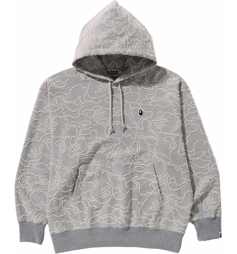 BAPE Neon Camo Jacquard Relaxed Fit Pullover Hoodie Grey Men's