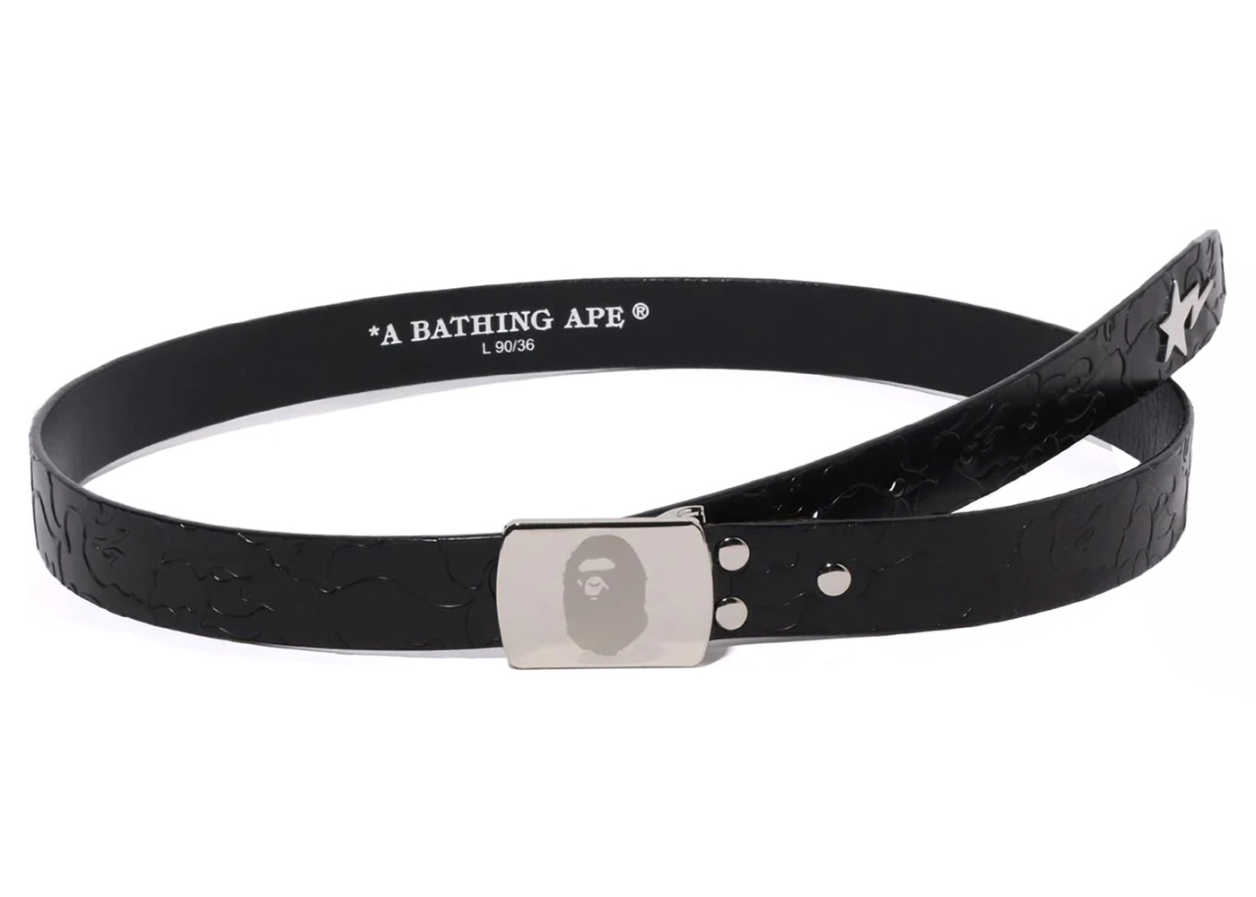 BAPE Neon Camo Narrow Leather Belt Black - SS24 - JP