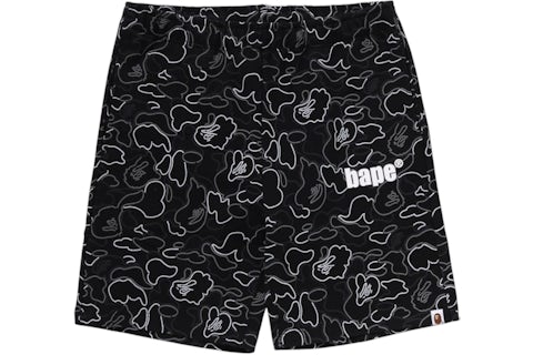 BAPE Neon Camo Regular Fit Sweat Shorts Black Men's US