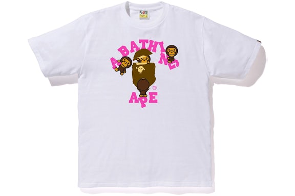 BAPE Neon College Milo Tee White