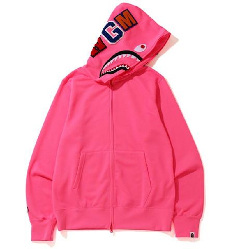 BAPE Neon Shark Full Zip Hoodie Pink Men's FW19 US