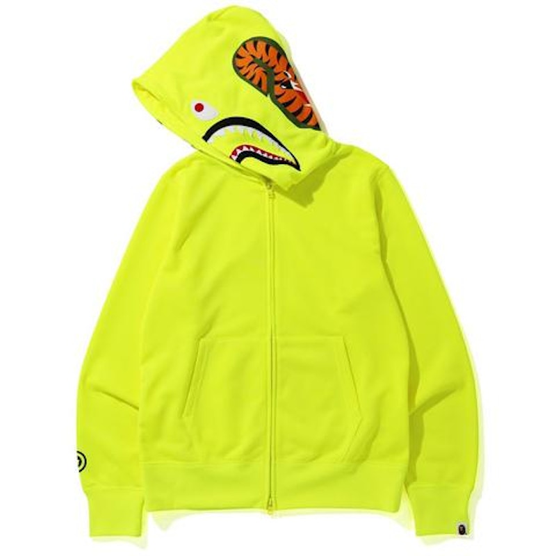 BAPE Neon Shark Full Zip Hoodie Yellow Men's - FW19 - US